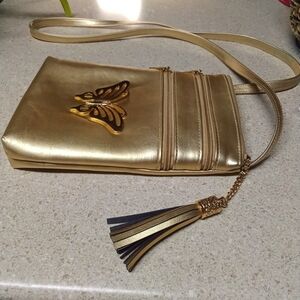 Gold Butterfly Accent Crossbody Bag